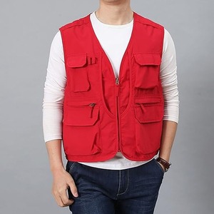 Top qualité hommes utilitaire Cargo gilet en plein air été travail pêche Safari gilet Nylon maille fermeture éclair voyage travail porter gilet - Product Image 6