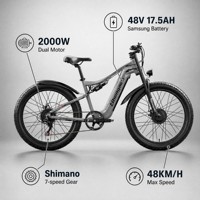 Vélo de montagne électrique à double moteur 2000W, batterie 48V 17.5AH, 26x3.0, vélo électrique tout-terrain haute vitesse