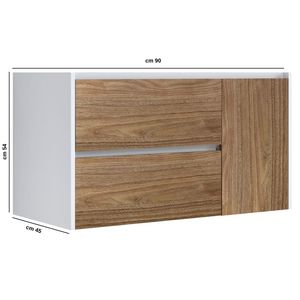 Luis NordikFlat bagno vanità con due cassetti e porta laterale 91x46 xh55.5 cm miele colore Base lavabo dimensioni confezionate - Product Image 2
