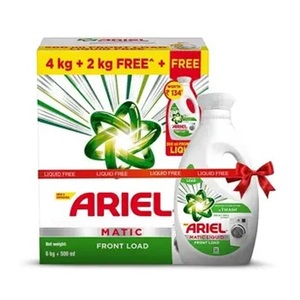 Detergente en polvo Ariel Matic para lavadoras de carga frontal - 4kg + 2kg + 1l líquido gratis |   Elimina 100 manchas difíciles en 1 lavado - Product Image 1