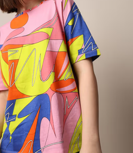 Nueva camiseta de mujer de manga corta con estampado de algodón puro con cuello redondo completo camiseta de gran tamaño - Product Image 2