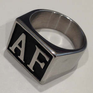 Anillo de Motero de Acero Inoxidable con Inicial AF para Hombre, Talla 8-14 SR161, Anillos de Moda - Product Image 2