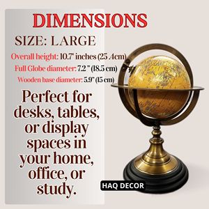 Nautical Handmade Brass Armillary Sphere Globe 10.7" Tall Antique World Map with Orange Color, <b>Rotating</b> <b>Desk</b> for Home & Office - Product Image 2