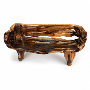Solid Wood Carved <b>Bench</b> Rustic Natural Grain Seat Modern Dining Room Furniture Solid Back - Product Image 3