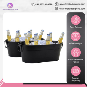 India Origin Exporter Selling Alloy Steel Made Premium Quality Ice <b>Bucket</b> Galvanised Tub 3 Gallon Oval Beverage Tub for Bulk - Product Image 5