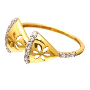 22k Gold zircon Ring amarelo Gold Women Fashion Women Men Ring Indian Handmade Jewelry para presente, Indian Pure Gold Ring