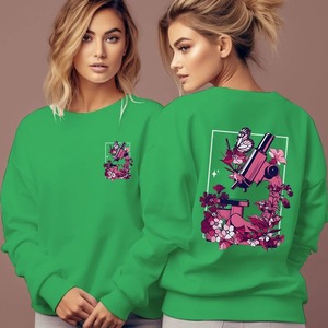 เสื้อสเวตเตอร์แฟชั่นวินเทจของผู้หญิงลายดอกไม้ผีเสื้อมีฮู้ดลายดอกไม้สไตล์ฮาราจูกุ - Product Image 5