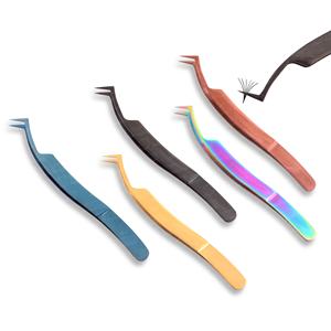 Juego de pinzas para pestañas de acero inoxidable de alta calidad, logotipo personalizado, Color, superventas, venta al por mayor, para pestañas voluminosas, Punta puntiaguda - Product Image 1