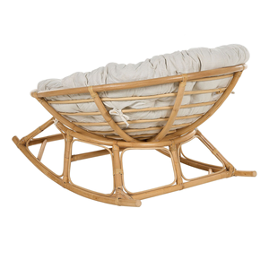 Fauteuil à bascule en rotin naturel style Papasan, mobilier de salon confortable avec coussin moelleux - Product Image 3