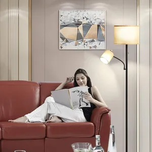 Lampada da Terra Moderna 1,8m con Paralume in Tessuto LED per Soggiorno, Luce da Lettura Regolabile, Design Industriale in Stile Scandinavo - Product Image 1