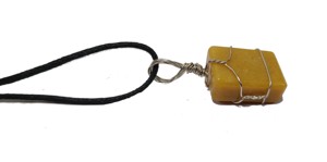 High quality yellow aventurine flat rectangle Wire Wrapped Pendant Classic Style <b>Crystal</b> Gemstone <b>Necklace</b> <b>Healing</b> Wholesaler - Product Image 2