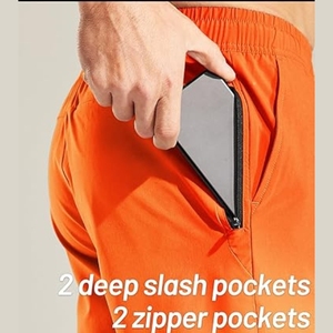 กางเกงขาสั้นผ้าโพลีเอสเตอร์แห้งเร็วสำหรับผู้ชายกางเกงขาสั้นสำหรับวิ่งมีกระเป๋าความยาวปานกลางออกแบบโลโก้ได้ตามต้องการ - Product Image 4