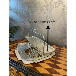 Handcrafted Metal Cake Stand 3 Tier Large Rectangular Fruit Trays Cupcakes Pastries Candes Platter And Dish Silver Cake Stand - Product Image 4