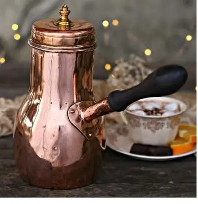 Ketel tembaga India ketel teh tembaga murni dengan kuningan beringin untuk rumah Hotel dapur melayani ketel teh kopi Peralatan Dapur