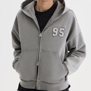 Custom Oversize Unisex Fleece <b>Hoodie</b> 100% Cotton Streetwear No <b>String</b> Solid Boxy Style Hooded Collar Winter Zipper Waterproof - Product Image 2