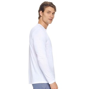 Vente en gros 180g T-shirt léger uni à manches longues en 100% coton avec poche T-shirts unisexes et décontractés pour hommes - Product Image 4