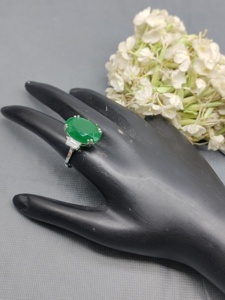 แหวนนิ้วทองเหลืองคลาสสิกชุบโรเดียมประดับเพทาย SKU-5965 E4 - Product Image 3