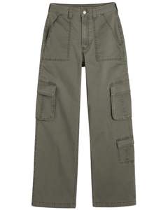 Dark Olive <b>Lightweight</b> 100% Cotton Multi Pocket <b>Cargo</b> Pants Straight Leg Utility <b>Trousers</b> <b>Men</b> Streetwear Durable Workwear Casual - Product Image 1
