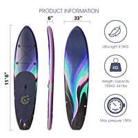 Planche de SUP gonflable de 11'6'' ultra-légère de 8,5 kg, planche de paddle gonflable avec sangles de transport/tapis EVA, capacité de 155 kg pour le surf et la pêche