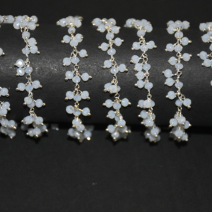 Chaîne de chapelet de grappe de perles de verre plaqué argent arc-en-ciel blanc, chaîne de fabrication de collier de bracelet, chaîne de chapelet de perles à facettes de 3mm - Product Image 3