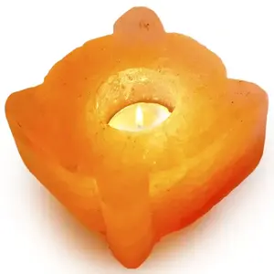 Himalayan Salt Organic Material Carved Flower Theme Tea <b>Light</b> <b>Leaf</b> Shape Salt Lamp Decoration Piece Wedding Gift Purpose - Product Image 1
