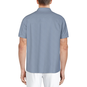 Diseño de logotipo personalizado OEM 100% Lino Hombres Regular Fit Sólido Blanco Manga corta Anti-Arrugas Camisa con cuello vuelto - Product Image 4