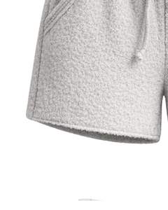 Pantalones Cortos de Sherpa Gris Claro para Mujer, Cómodos, Suaves, de Felpa, para Estar en Casa, Cintura Elástica con Cordón, Casuales, de Invierno - Product Image 6