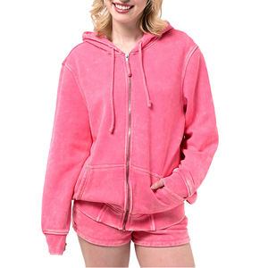 Acid Wash Hoodies Pour Femmes Top Tendance Respirant Anti Rides Hoodies Pour Femmes Drop Shoulder Femmes Hoodies 100% Coton - Product Image 1