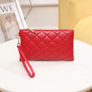 Venta al por mayor de moda de las mujeres de cuero de la PU de alta calidad clásico con cremallera personalizable Bolsa De Teléfono diseño de pulsera a cuadros carteras de Venta caliente - Product Image 3