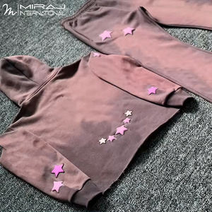 เสื้อมีฮู้ดและกางเกงวอร์มทรงหลวมสำหรับ2025ใส่ได้ทั้งชายและหญิงไซส์ใหญ่พิเศษชุดวอร์มลำลองสีทึบทรงบาน - Product Image 6