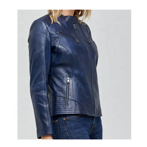 2026 chaqueta de cuero de motorista genuino de alta calidad para mujer Slim Fit y logotipo personalizado disponible Costura Premium, manga larga - Product Image 2