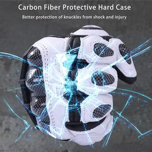 Guantes de Motociclismo de Cuero con Protección de Nudillos Duros, Diseño Antideslizante para Pantalla Táctil, para Hombre - Product Image 5