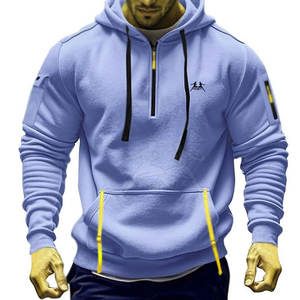 Warm Half Basics Zipper <b>Hoodie</b> With Brushed Fleece Fabric For Cool Days Urban Look Half Zipper <b>Hoodie</b> - Product Image 4
