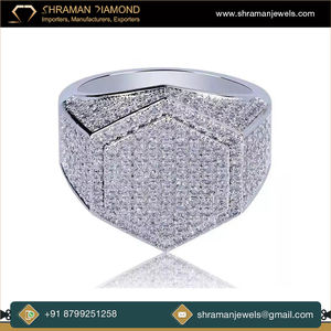 Bague personnalisée en argent 925 plaqué rhodium avec diamant moissanite de forme hexagonale, cadeau de fiançailles, de mariage, d'anniversaire, de fête, unisexe, de luxe - Product Image 3