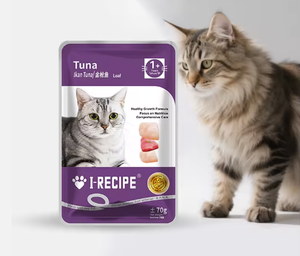 I-Recipe Nourriture humide pour chat en sachet, vente chaude, pour chats de plus d'un an, thon en bloc, 70g, haute nutrition, favorise une digestion saine, friandises pour chat - Product Image 1