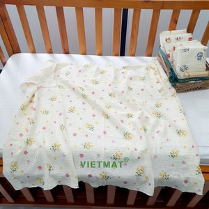 OEM sản phẩm mới 100% bông gạc dệt bé vải bé tắm khăn Crepe trẻ em chăn bọc trẻ con bằng tả vải vải Muslin vải - Product Image 6