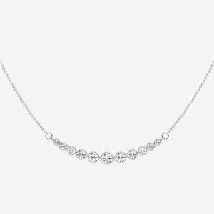 Collar de Moda con Diamante Cultivado en Laboratorio de 1.00 Ct, Corte Redondo, Centro Curvo, Hecho a Mano, Oro Blanco de 14K, Joyería de Tamaño Personalizado - Product Image 1