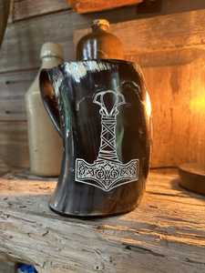 "Handcrafted Viking Horn <b>Mug</b> Rustic Ale Tankard for Beer, Mead, Coffee Unique Gift for Men, Norse Fans, & Medieval Lovers" - Product Image 2