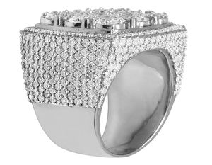S925 <b>Silver</b> Moissanite Square Cluster <b>Ring</b> for <b>Men</b> Gold Plated Hip Hop Jewelry - Product Image 2