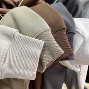 Venta al por mayor de cremalleras dobles Streetwear Sudadera con capucha de algodón pesado de gran tamaño Drop Shoulder en blanco personalizado recortado Zip Up Hoodies Hombres - Product Image 6