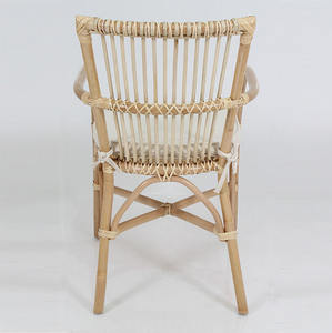 Retro Natural Teak Dining Armchair with Cushion Handwoven Wicker <b>for</b> Eco-Friendly Durable Outdoor Use in Park Kitchen Villa - Product Image 4