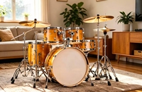 Kit de mailles acoustiques PD-J05, ensemble de 5 pièces, 3/4 cymbales, peau de batterie REMO en peuplier et bouleau 9 plis, percussion robuste résistante aux chocs