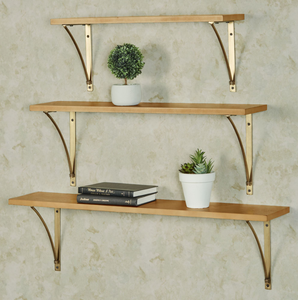 Estantes de pared de hierro y madera de fabricante confiable para decoración del hogar inspirada en la naturaleza, que realzan la pared con una textura metálica subtil. - Product Image 1