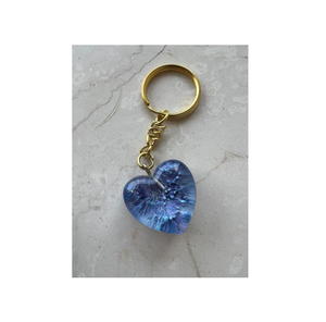 Porte-clés en résine de haute qualité porte-clés fleurs séchées porte-clés en résine porte-clés de concepteur pour la forme de coeur 2 couleur bleu noir - Product Image 3