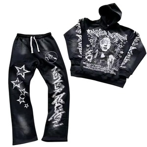 Ropa deportiva de 2 piezas ajustada personalizada para hombres, traje de jogging Vintage Unisex, chándal en Blanco estampado de patrón sólido para chándal de invierno - Product Image 2