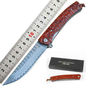 Russie damas VG10 acier blanc chasse EDC couteau de survie à la main damas Camping couteau de poche pliant avec boîtes - Product Image 2