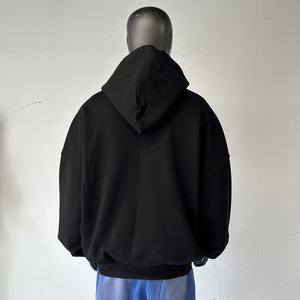 เสื้อมีฮู้ดบุขนแกะ360สำหรับผู้ชายเสื้อคลุมกันหนาวสีล้วนคอปก - Product Image 2