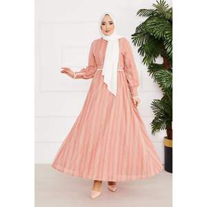 Robe abaya d'été en dentelle avec ceinture Robe hijab en coton avec logo personnalisé et rose pour garçons ODM Supply - Product Image 5