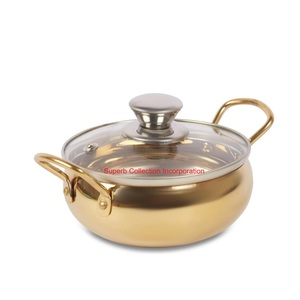 หม้อต้มและทำอาหารอินเดียทำมือพร้อมฝาปิดทำจากทองเหลืองมือทุบด้วยค้อนสำหรับการจัดหาในโรงแรม - Product Image 5