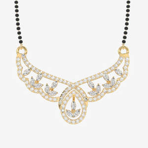 Women's 14K Gold Mangalsutra <b>Necklace</b> with Round and Marquise Cut Moissanite Diamond Premium Product Category - Product Image 1